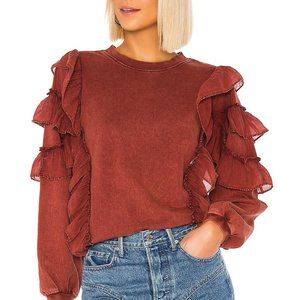 Tularosa Cat Ruffle Sweater in RUST